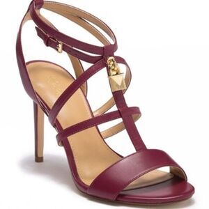 NEW MK‎ Michael Kors Antoinette Leather Heel Sandal